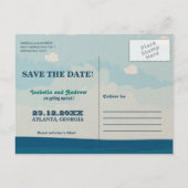 Hochzeit in Urlaubsort Save the Date Ankündigungspostkarte (Rückseite)
