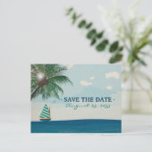 Hochzeit in Urlaubsort Save the Date Ankündigungspostkarte (Stehend Vorderseite)