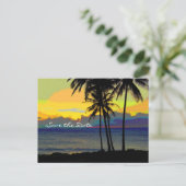 Hochzeit in Urlaubsort Save the Date Ankündigungspostkarte (Stehend Vorderseite)