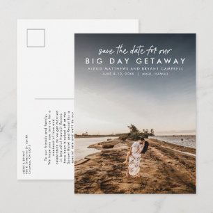 Hochzeit in Urlaubsort Save the Date Ankündigungspostkarte