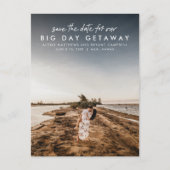 Hochzeit in Urlaubsort Save the Date Ankündigungspostkarte (Vorderseite)