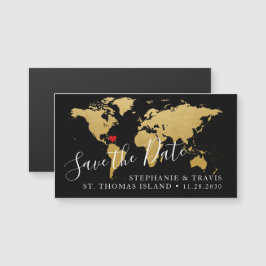 Hochzeit in Urlaubsort Save the Date Black Gold Ka Magnetkarte