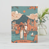 Hochzeit in Urlaubsort Save the Date Einladung (Stehend Vorderseite)