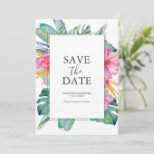 Hochzeit in Urlaubsort Save the Date Einladung (Stehend Vorderseite)
