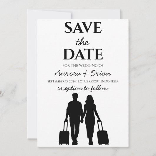 Hochzeit in Urlaubsort Save the Date Einladung (Vorderseite)