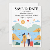 Hochzeit in Urlaubsort Save the Date Einladung (Vorne/Hinten)