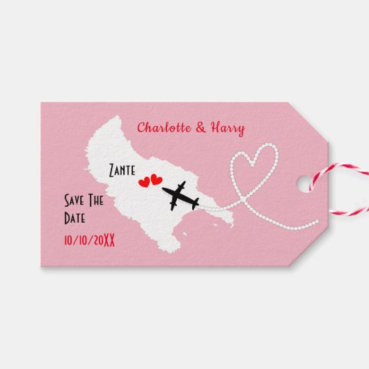 Hochzeit in Urlaubsort Save the Date Geschenkanhänger (Vorderseite (Horizontal))