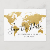 Hochzeit in Urlaubsort Save the Date Goldkarte Ankündigungspostkarte (Vorderseite)