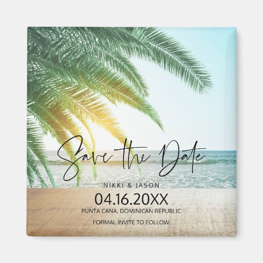 Hochzeit in Urlaubsort Save the Date Magnet (Vorne)