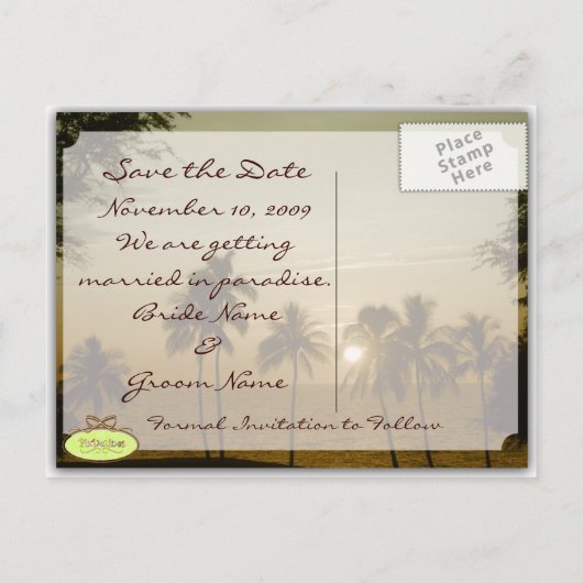Hochzeit in Urlaubsort Save the Date, Mauna Kea Ankündigungspostkarte (Rückseite)