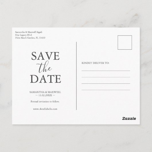 Hochzeit in Urlaubsort Save the Date Postkarten (Rückseite)