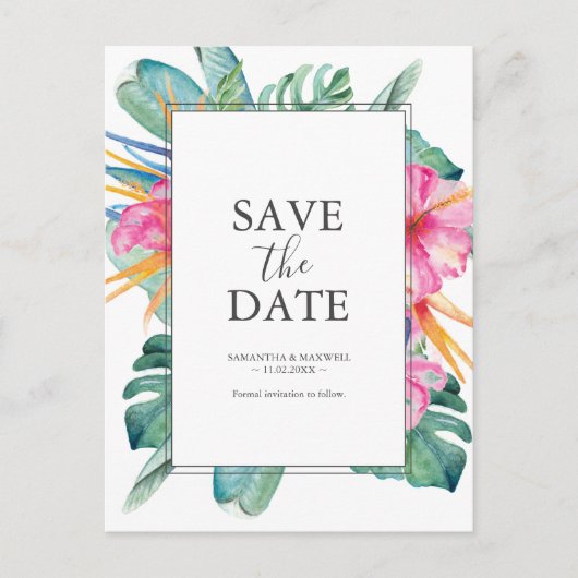 Hochzeit in Urlaubsort Save the Date Postkarten (Vorderseite)