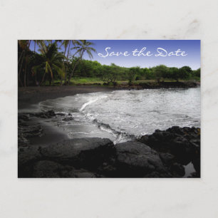 Hochzeit in Urlaubsort Save the Date, Schwarzer Sa Ankündigungspostkarte