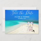 Hochzeit in Urlaubsort Save the Date Strand Einladung (Vorderseite)