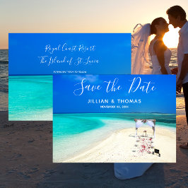 Hochzeit in Urlaubsort Save the Date Strand Einladung