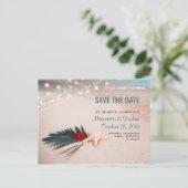 Hochzeit in Urlaubsort Save the Date Ticket Ankündigungspostkarte (Stehend Vorderseite)