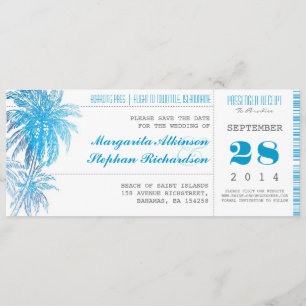 Hochzeit in Urlaubsort Save the Date Tickets Pass