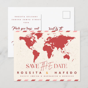 Hochzeit in Urlaubsort Save the Date Vorlage, Wass Postkarte