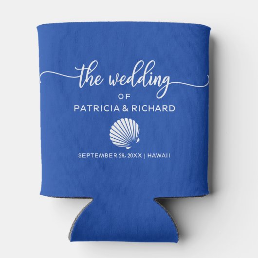 Hochzeit in Urlaubsort Seashell Royal Blue Dosenkühler