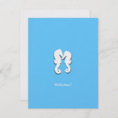 Hochzeit in Urlaubsort Seepferd Begrüßungskarte Dankeskarte (Vorne/Hinten)