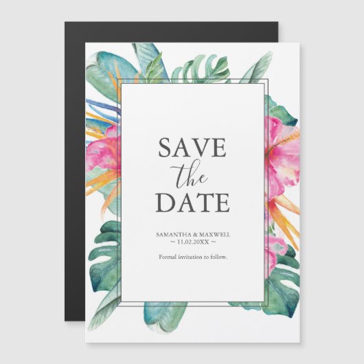 Hochzeit in Urlaubsort Speichern der Datumsmagnete Magneteinladung (Vorne/Hinten)