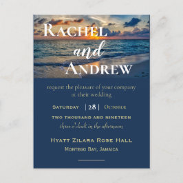Hochzeit in Urlaubsort Sunny Skies Einladung Hochz Postkarte