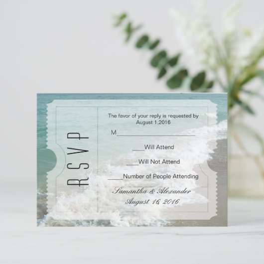 Hochzeit in Urlaubsort Ticket Kleine UAWG RSVP Karte (Stehend Vorderseite)