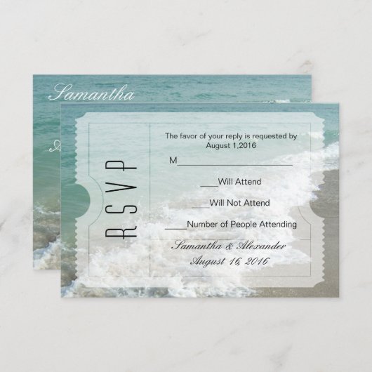 Hochzeit in Urlaubsort Ticket Kleine UAWG RSVP Karte (Vorne/Hinten)