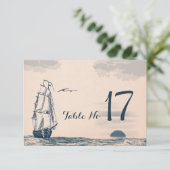 Hochzeit in Urlaubsort Tischnummer Card (Stehend Vorderseite)