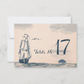 Hochzeit in Urlaubsort Tischnummer Card (Rückseite)