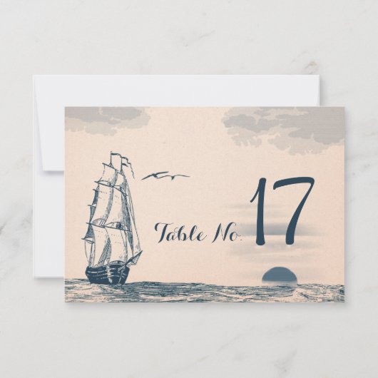 Hochzeit in Urlaubsort Tischnummer Card (Rückseite)