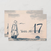 Hochzeit in Urlaubsort Tischnummer Card (Vorne/Hinten)