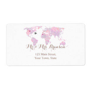 Hochzeit in Urlaubsort Travel Watercolor Weltkarte