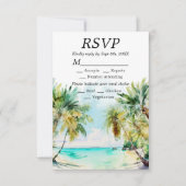 Hochzeit in Urlaubsort Tropical Beach RSVP Karte (Vorderseite)