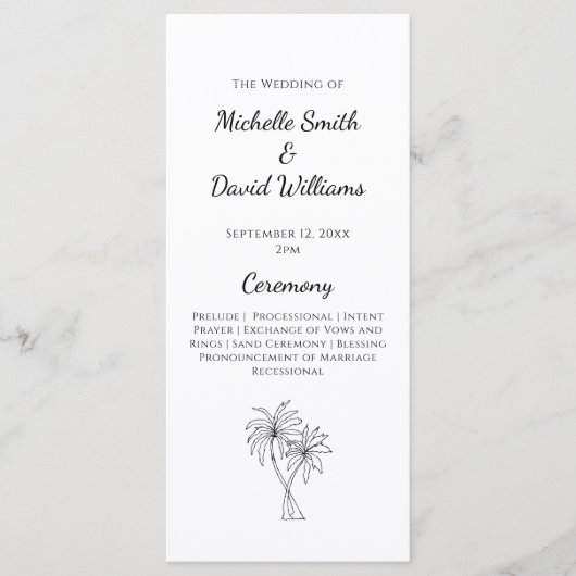 Hochzeit in Urlaubsort Tropical Palm Trees Programm (Vorderseite)