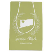 Hochzeit in Urlaubsort von Connecticut-Karten Mittlere Geschenktüte (Rückseite)