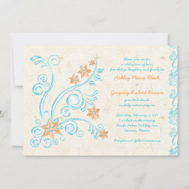 Hochzeit in Urlaubsort von Starfish und Wasser Einladung