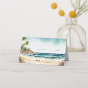 Hochzeit in Urlaubsort "Watercolor Summer Ocean Be Platzkarte