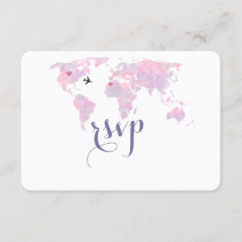 Hochzeit in Urlaubsort Watercolor Weltkarte UAWG RSVP Karte