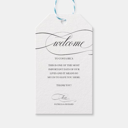 Hochzeit in Urlaubsort Willkommen Vielen Dank, Ihr Geschenkanhänger (Vorderseite)