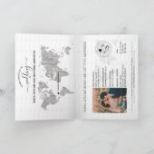 Hochzeit in Urlaubsort World Map Passport Compass Einladung (Innenseite)