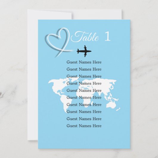 Hochzeit in Urlaubsort World Map Table Card Card Einladung (Vorderseite)