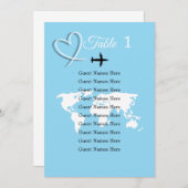 Hochzeit in Urlaubsort World Map Table Card Card Einladung (Vorne/Hinten)