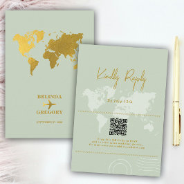 Hochzeit in Urlaubsort World Passport Sage Green G Begleitkarte