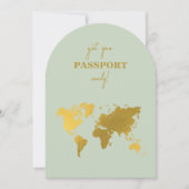 Hochzeit in Urlaubsort World Passport Sage Green G Einladung (Vorderseite)