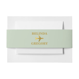 Hochzeit in Urlaubsort World Passport Sage Green G Einladungsbanderole