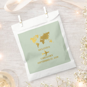 Hochzeit in Urlaubsort World Passport Sage Green G Geschenktütchen
