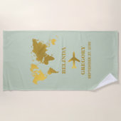 Hochzeit in Urlaubsort World Passport Sage Green G Strandtuch (Vorderseite)