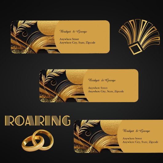 Hochzeit in Vintagem schwarzem Gold der 20er Jahre