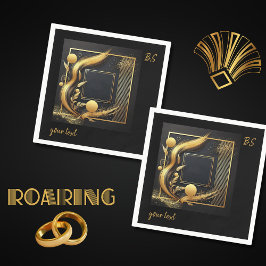 Hochzeit in Vintagem schwarzem Gold der 20er Jahre Serviette